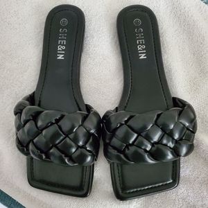 Shein Black Square Toe Sandles